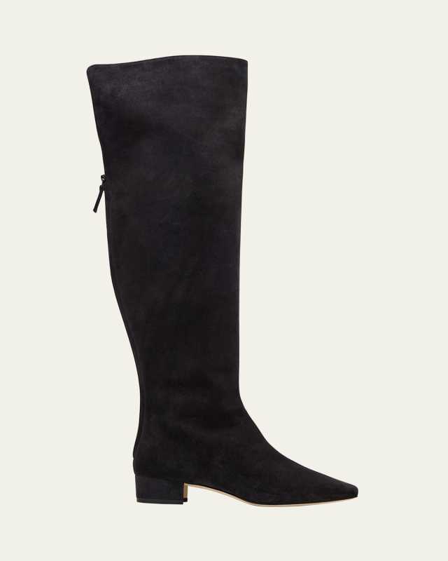 Gore Suede Block Heel Knee Boots